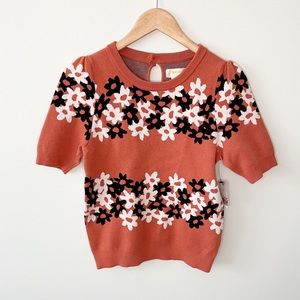 Maeve Anthropologie Orange Flower Sweater NWT